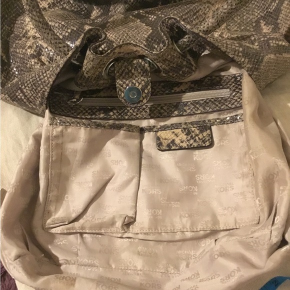 Michael Kors Snakeskin Embossed Leather Hobo Bag - Picture 9 of 16